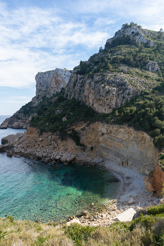 Cala Llebeig. Located between the districts of Teulada-Moraira and El Poble Nou de Benitatxell. Alicante - Spain