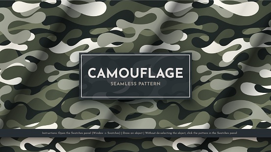 Set 5 Seamless Camouflage Patterns. War Illustration. Traditional Military Texture. Army Background. Vector eps 10