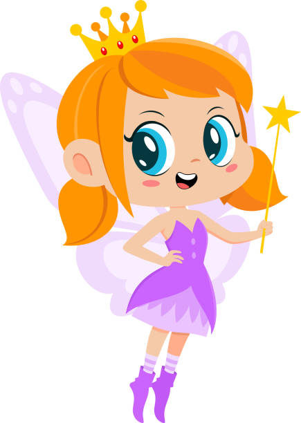 ilustrações de stock, clip art, desenhos animados e ícones de cute tooth fairy girl cartoon character flying with magic wand - 15828