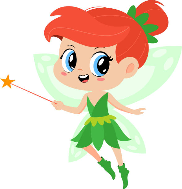 cute tooth fairy girl cartoon character flying with magic wand - 15832 stock illustrations