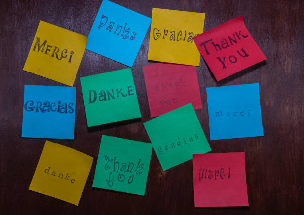 istock Sticky notes with thank you in different languages on wood background 1990466521