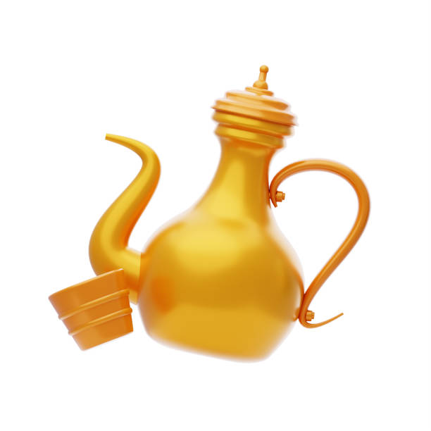 Ramadan tea pot with cup 3d icon. Traditional Saudi Arabian tea pot 3d icon