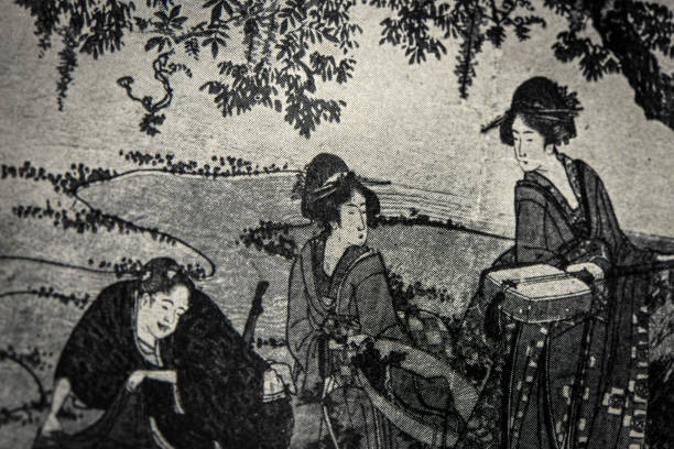 Antique Japanese Illustration: Pic nic party by Hokusai