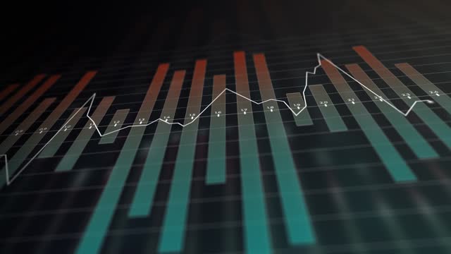 Motion Animation of a Stock Exchange Market. Financial Business Graph.