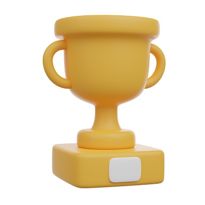 Gold Cup for First Place. Trophy for Victory 3D render icon