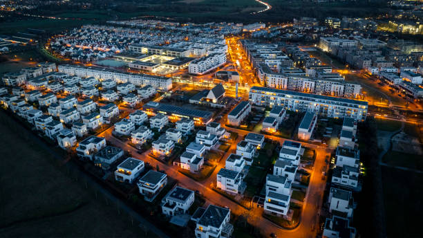 istock Residential district at dusk 1990503966