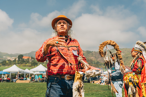 Malibu, California, USA - April 2, 2023. Chumash Day Pow Wow and Inter-tribal Gathering. The Malibu Bluffs Park is celebrating 23 years of hosting the Annual Chumash Day Powwow.