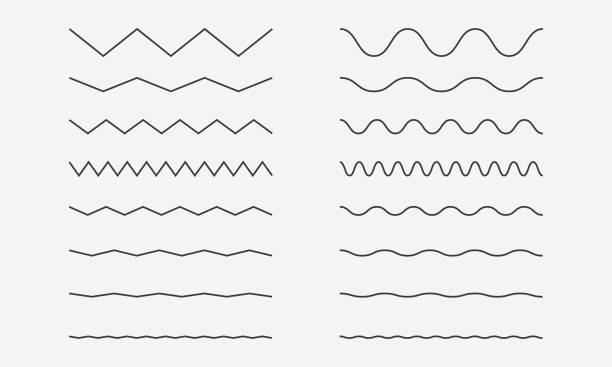 波のジグザグラインがセットされています。下線、滑らかな端、波線、水平、波線。ベクトル図 - seamless background audio点のイラスト素材／クリップアート素材／マンガ素材／アイコン素材