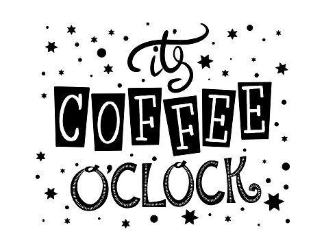 Hand Drawn Coffee With Lettering on a transparent base (you can place the file over any color).