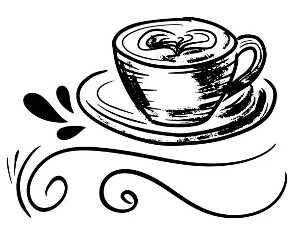 Vector illustration of Hand Drawn Coffee With Lettering