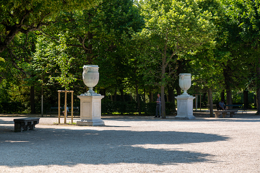 Vienna, Austria - June 18, 2023: Sculptures in the Schoenbrunn Palace Park