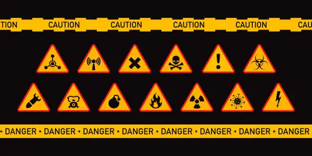 Vector illustration of danger warning signs 40