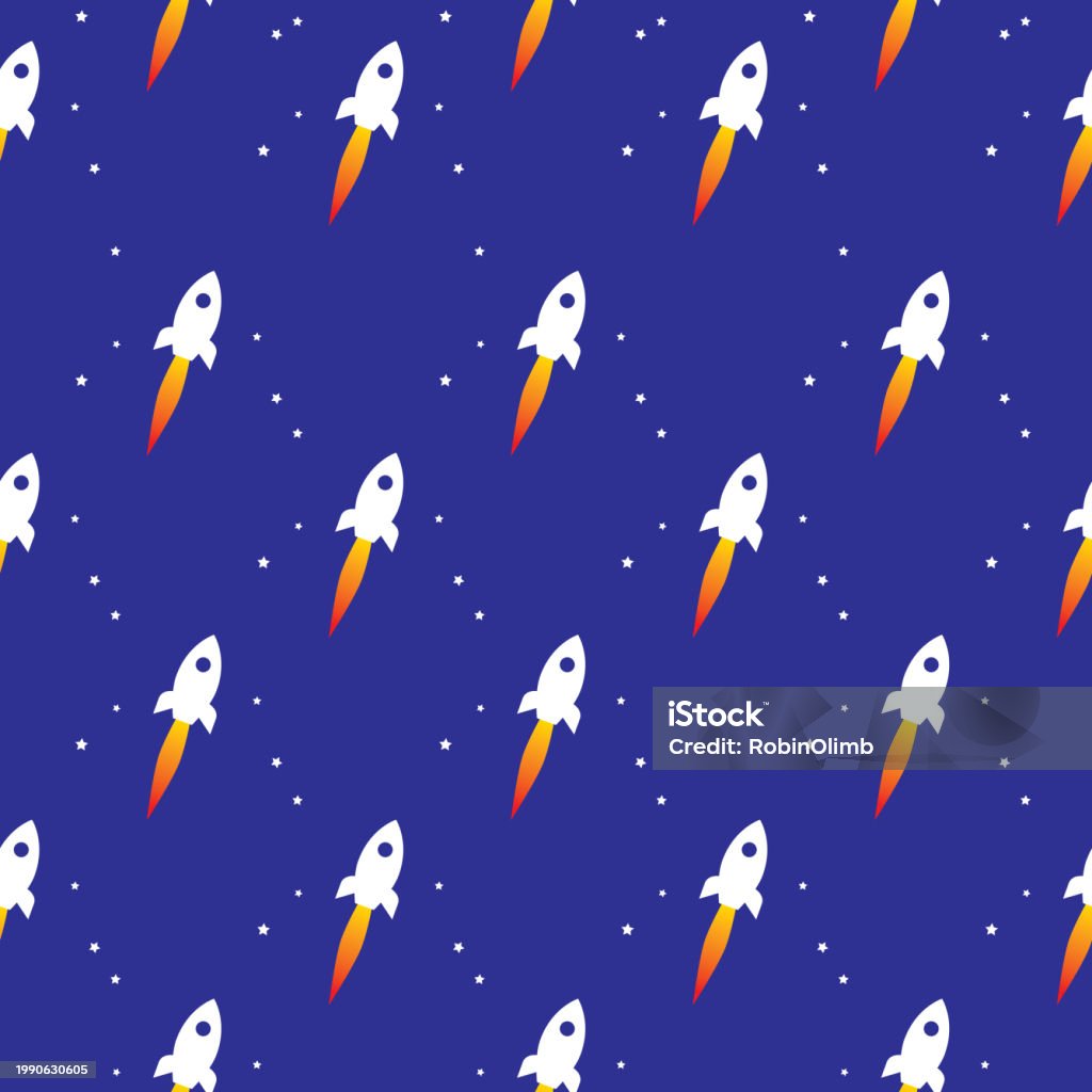White Rockets Pattern White Rockets Blasting Off Seamless Pattern Stock Illustration ...