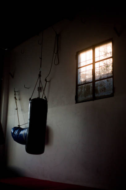 istock Punching bag hanging in a gym. 1990654931