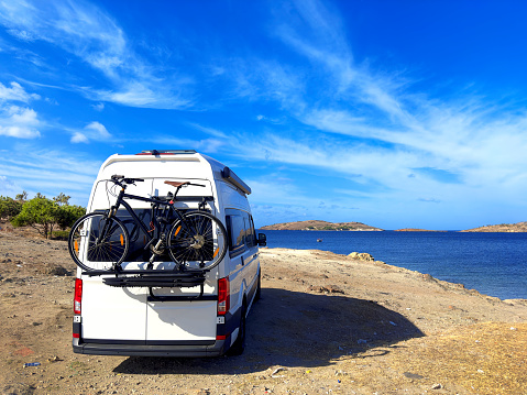 Camper van on the seaside Izmir, Aegean Turkey