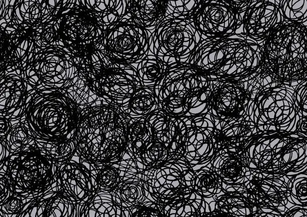 Vector illustration of Black seamless curly scribble background