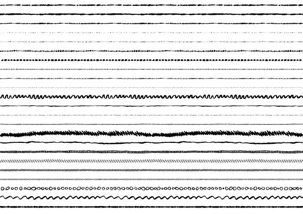 black pen marker scribbled doodle lines - egyetlen vonal témájú stock illusztrációk
