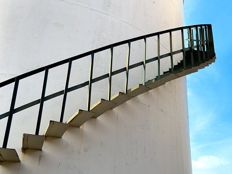 Close up industrial outdoor storage tanks