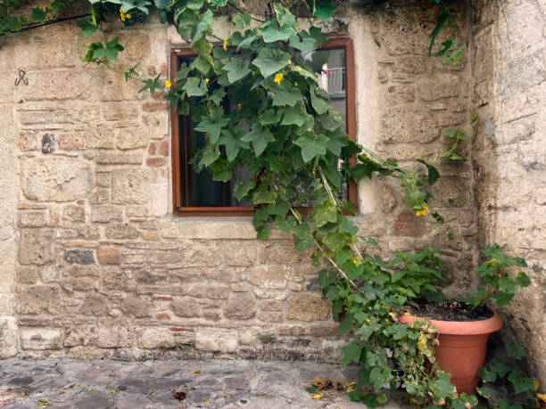 istock Architectural detail from old stone house in small town 1990713923