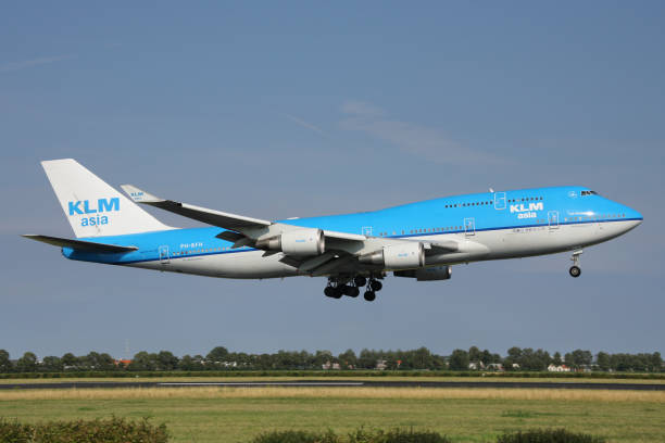 Schiphol, Netherlands - July 29, 2008: KLM asia Boeing 747-400 with registration PH-BFH on short final for Amsterdam Airport Schiphol
