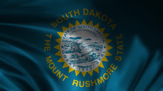 South Dakota State Waving Flag. Flag of South Dakota Waving Animation.