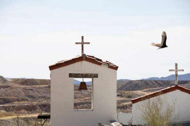 Daytime view of historic buildings in downtown Ajo, Arizona, USA.