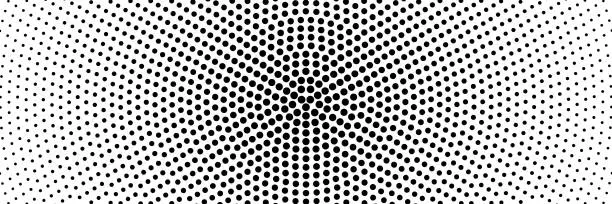 Vector illustration of horizontal halftone of black spread circle design for pattern and background.