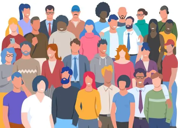 Vector illustration of Crowd of diverse people vector concept