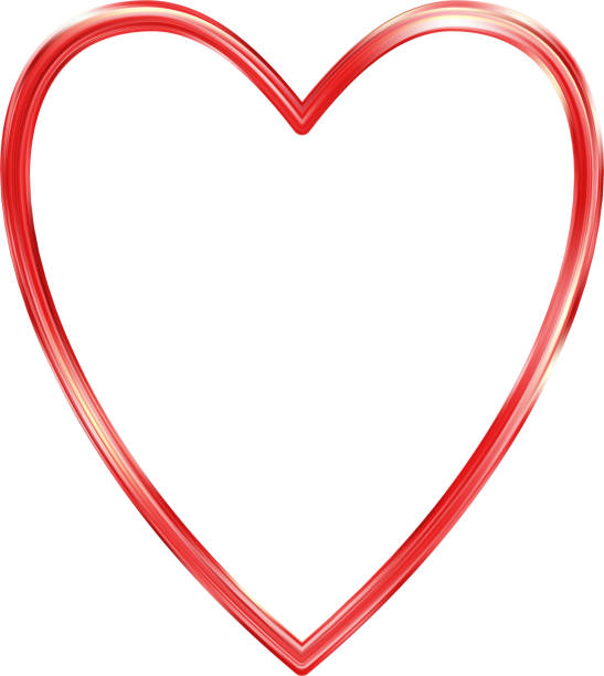 istock Red Heart frame. Realistic thin frame icon. 3d Luxury symbol of love. 1990797224