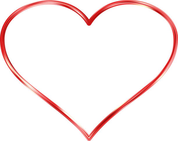 istock Red Heart frame. Realistic thin frame icon. 3d Luxury symbol of love. 1990797734