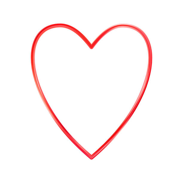 istock Red Heart frame. Realistic thin frame icon. 3d Luxury symbol of love. 1990797740