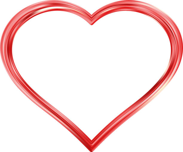 istock Red Heart frame. Realistic thin frame icon. 3d Luxury symbol of love. 1990805990
