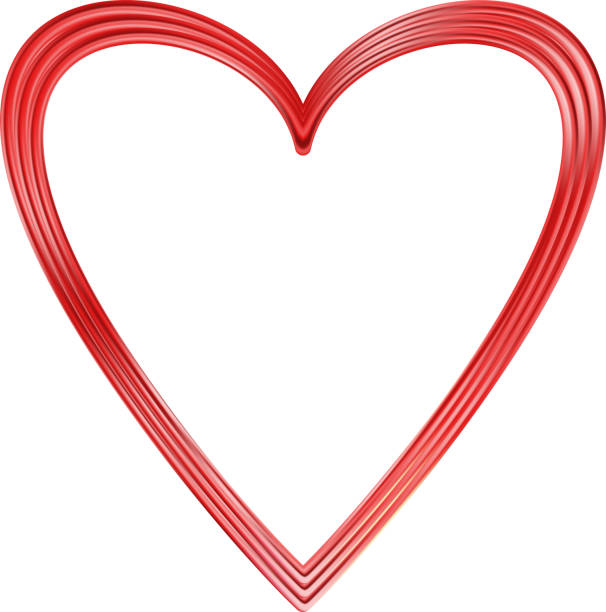 istock Red Heart frame. Realistic thin frame icon. 3d Luxury symbol of love. 1990810623