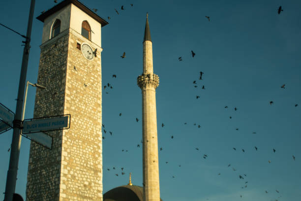 mosque and old clock tower in Pljevlja, Montenegro
