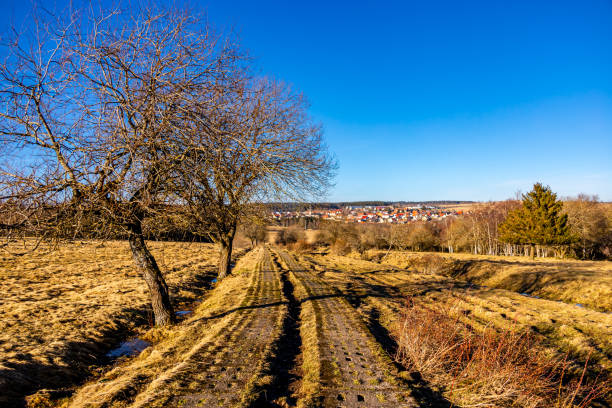 Short winter hike on a beautiful sunny day along the former border between Thuringia, Hesse and Bavaria - Fladungen - Rhön - Germany