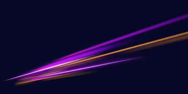 Vector illustration of Modern abstract high-speed light effect. Technology futuristic dynamic motion. Abstract light trails. White abstract background with blurred magic neon light curved lines