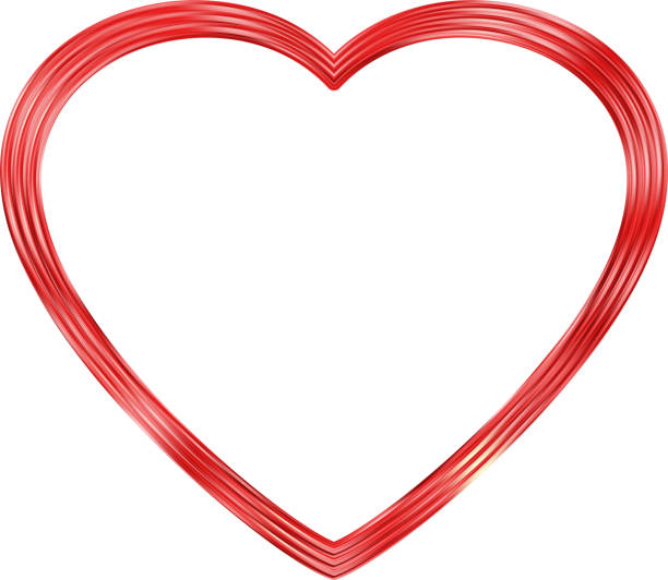 istock Red Heart frame. Realistic thin frame icon. 3d Luxury symbol of love. 1990824801