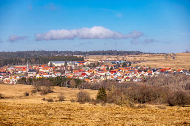 Short winter hike on a beautiful sunny day along the former border between Thuringia, Hesse and Bavaria - Fladungen - Rhön - Germany