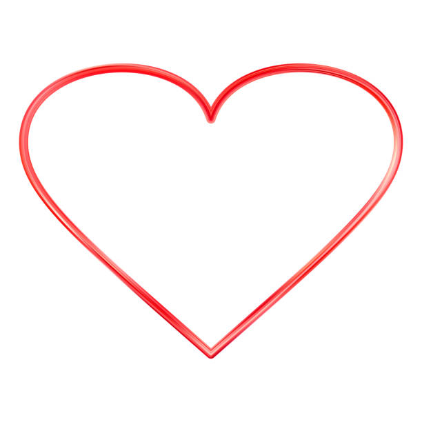 istock Red Heart frame. Realistic thin frame icon. 3d Luxury symbol of love. 1990825326