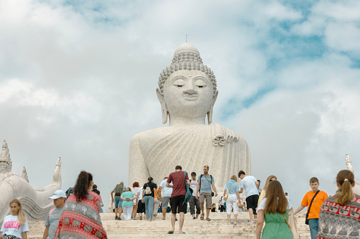 Phuket,Thailand-January ,23:white big buddha temple at phuket province