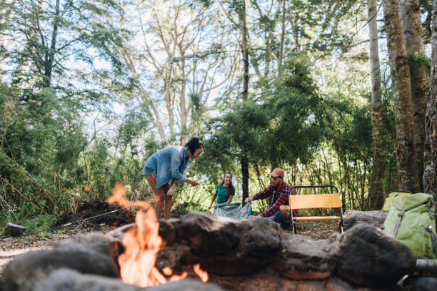 istock Friends camping in the forest 1990832614