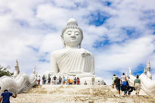 Phuket,Thailand-January ,23:white big buddha temple at phuket province