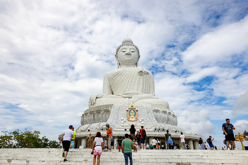 Phuket,Thailand-January ,23:white big buddha temple at phuket province