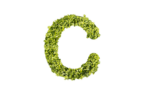 letter C made of grass and flowers , alphabet
