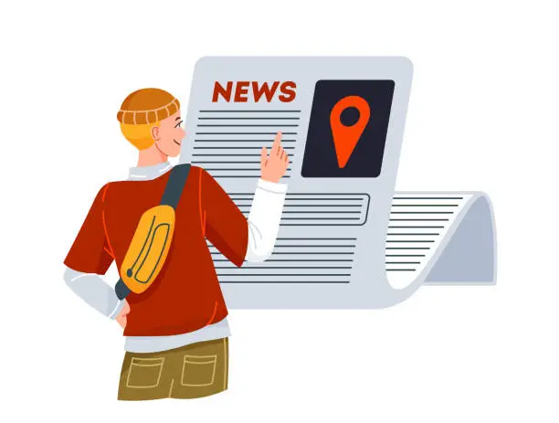 Vector illustration of Person reading news vector concept