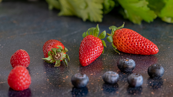 Strawberries, raspberries and blueberries. Organic food