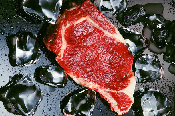 Beef steak with ice