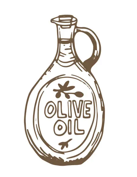 Vector illustration of Hand Drawn Bottle Of Olive Oil  On A Transparent Background