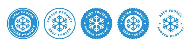 Vector illustration of Keep Frozen - vector labels. Frozen product vector stickers for packaging.