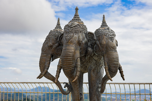 three-headed elephant statue